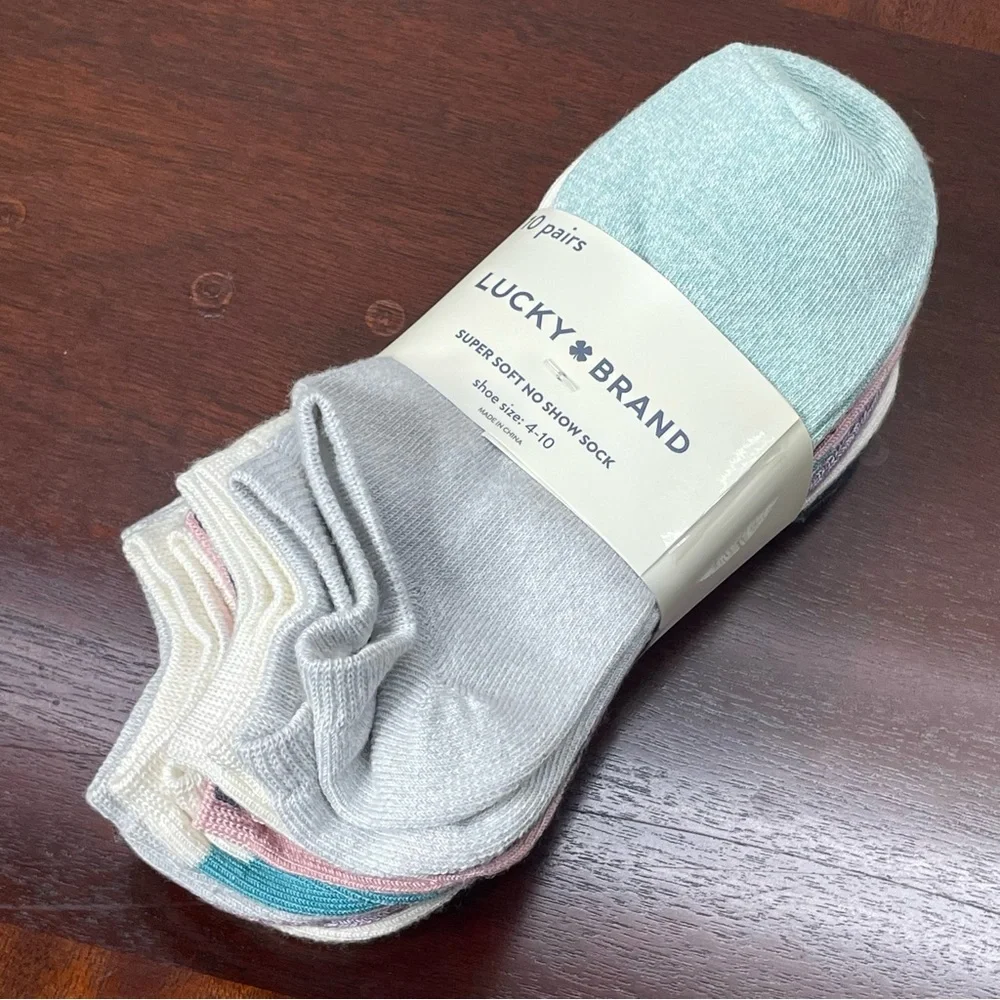 Lucky Brand Women's Super Soft No Show Socks 10 Pairs Size 4-10 Multi Colors New